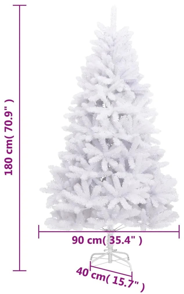 Árvore de Natal artificial articulada com suporte 180 cm branco