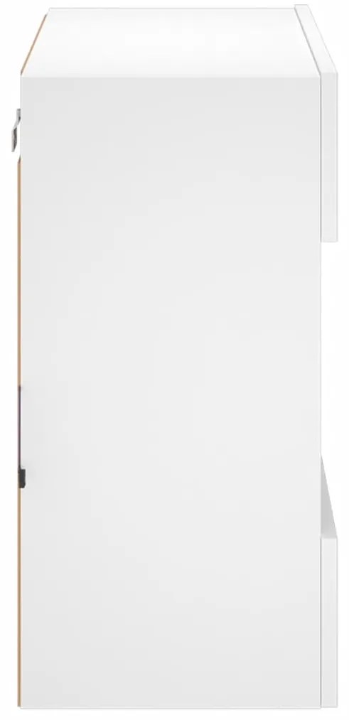 Móvel de parede para TV com luzes LED 58,5x30x60,5 cm branco