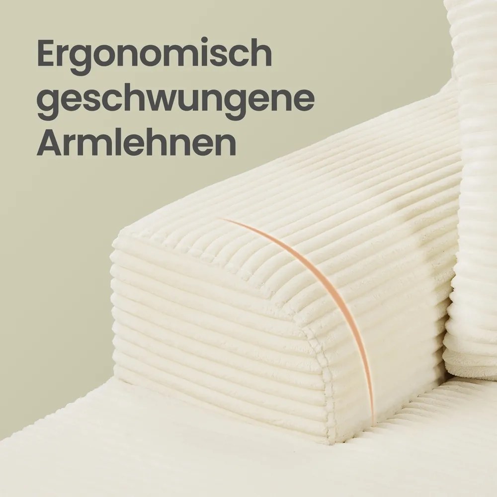 Sofá modular de canto com Chaise long à esquerda, 244 cm de largura 150 x 244 x 73 cm branco creme