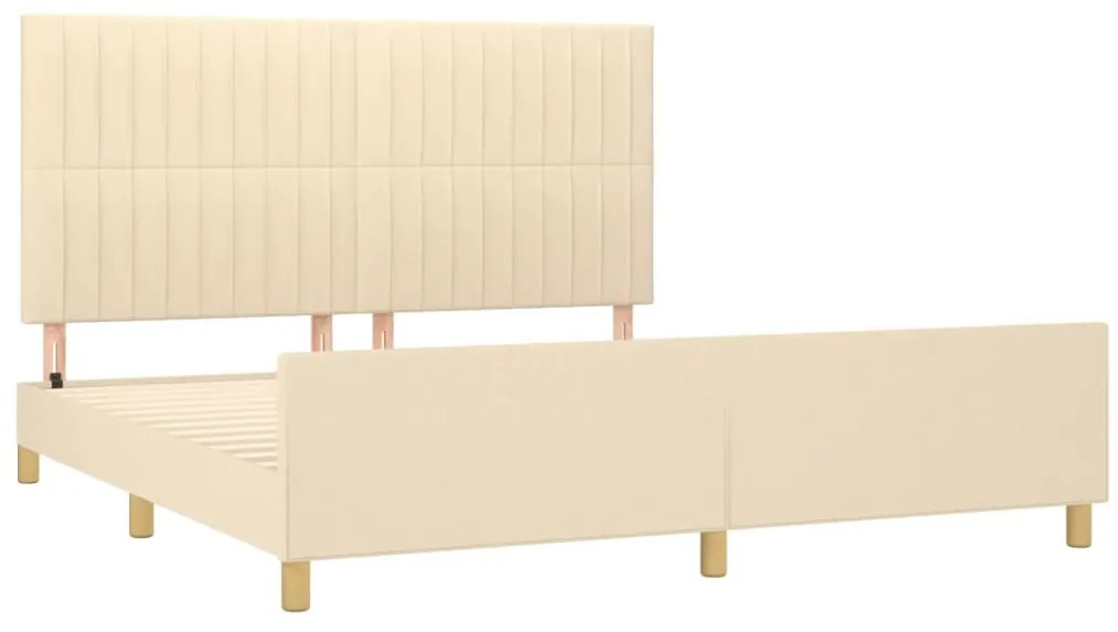 Estrutura de cama sem colchão 160x200 cm tecido cor creme