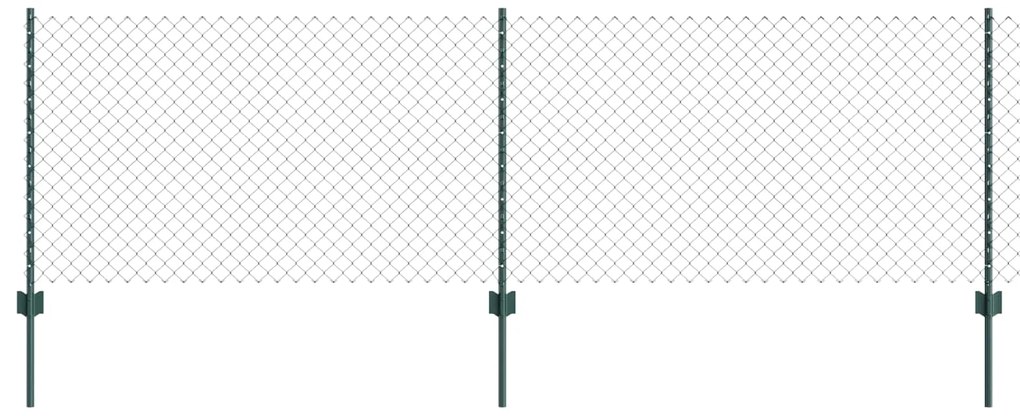 vidaXL Cerca e Poste Verde 0,8 x 10 m Aço