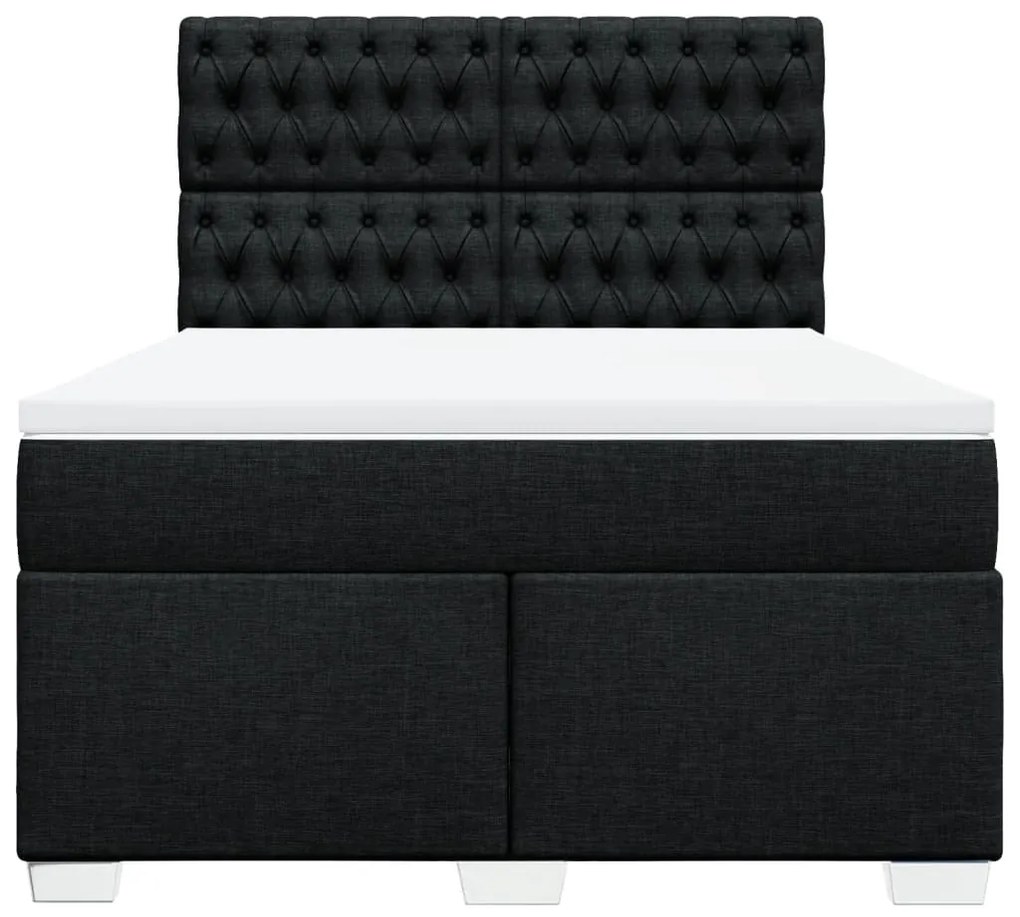 Cama com molas/colchão 140x200 cm tecido preto