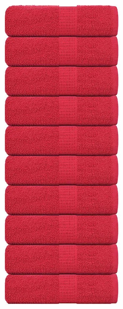 vidaXL Toalhas de rosto 10 unidades FROGN Vermelho 30x30 cm 100% algodão