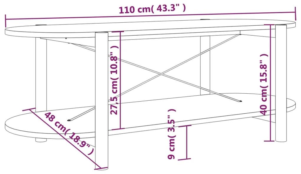 Mesa de centro 110x48x40 cm derivados de madeira preto