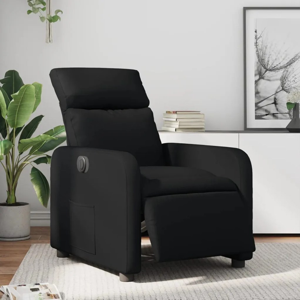 vidaXL Poltrona reclinável elétrica couro artificial preto