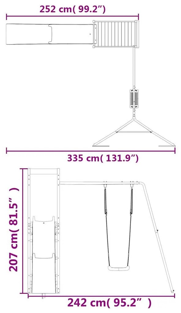 Conjunto de brincar para exterior madeira de douglas maciça