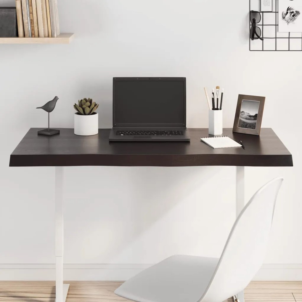 vidaXL Tampo de mesa com bordas vivas maciço tratado castanho-escuro