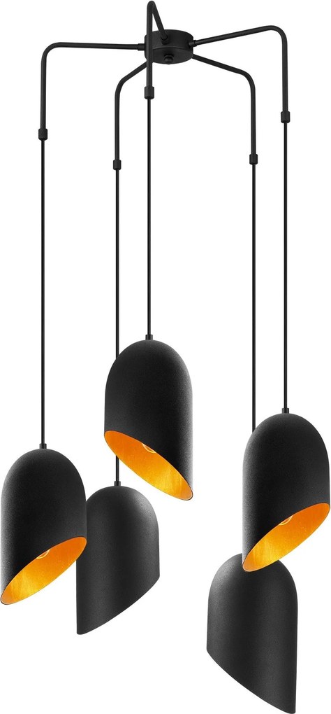Candeeiro de Teto Kesik – Preto e Dourado – 50 cm x 125 cm