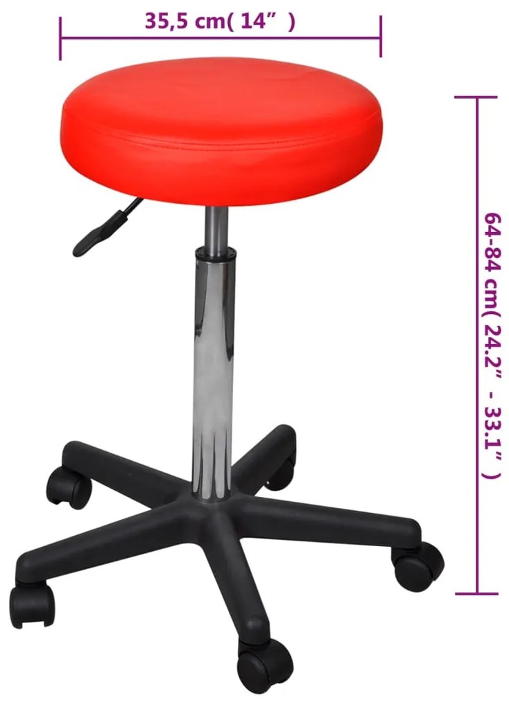Bancos de escritório 2 pcs 35,5x84 cm couro artificial vermelho