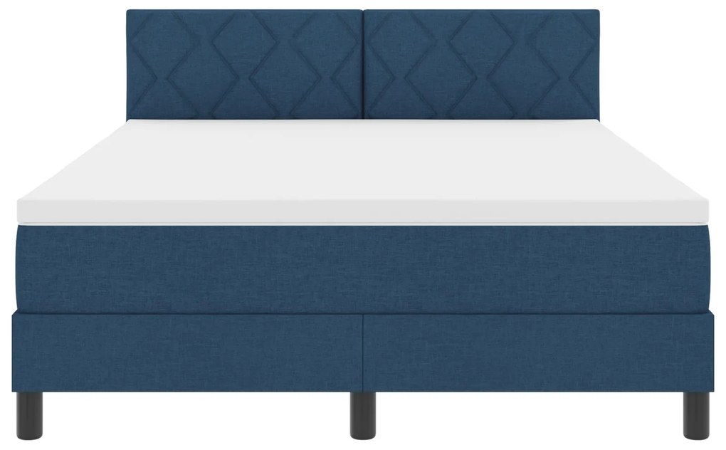 Cama Box Spring com Colchão Azul 140x200 cm Tecido