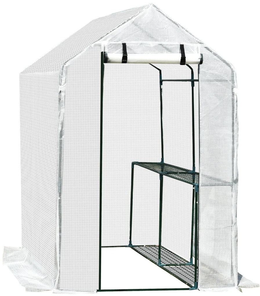 Estufa com prateleiras para flores, cultivo de plantas com porta zip resistente à água UV Malha PE 186x120x190cm