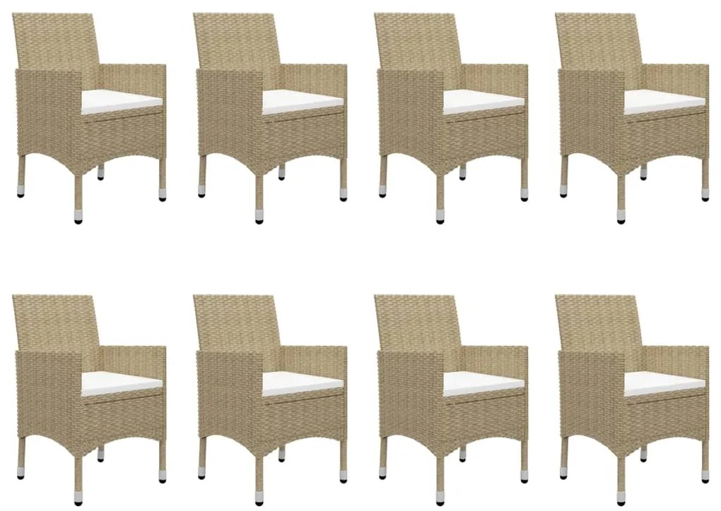 9 pcs conjunto de jantar para jardim bege