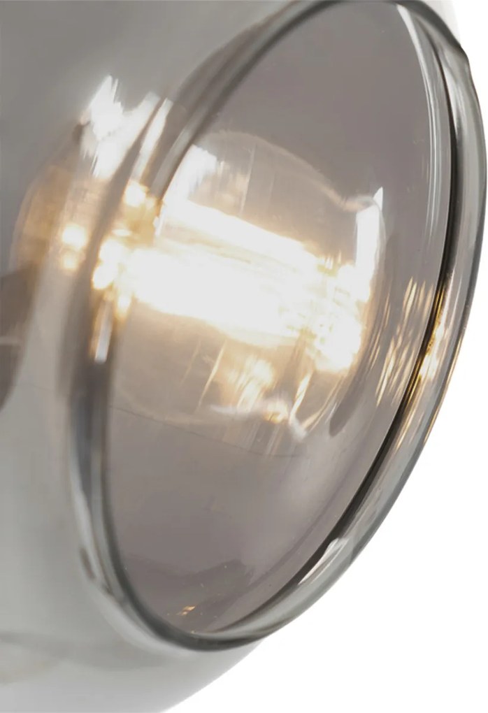 Candeeiro de pé preto com dourado e vidro fumê 2 luzes - Zuzanna