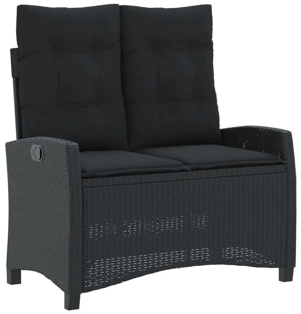 4 pcs conjunto de jardim p/ jardim c/ almofadões vime PE preto