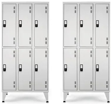 Pack 2 Cacifos Metálico Triplo 6 Cacifos 1900x900x500 mm Cinza Standard