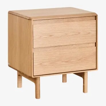 Mesa De Cabeceira Retangular 50x40 Cm Em Madeira Treveris Castanho Roble - Sklum