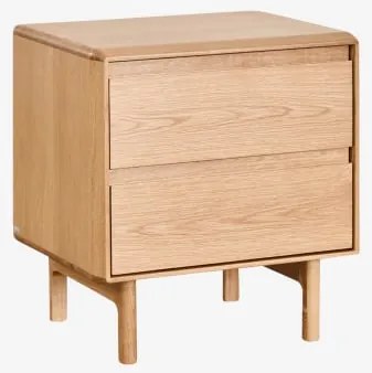 Mesinha De Cabeceira 50x40 Cm Em Madeira Treveris Castanho Roble - Sklum