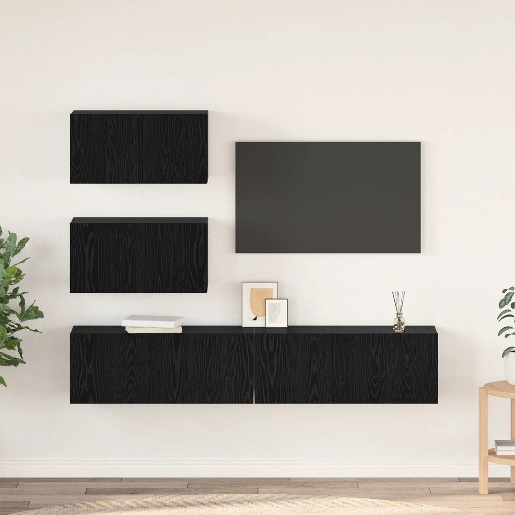 vidaXL Conjunto de Estantes para TV 4 pcs Carvalho Preto