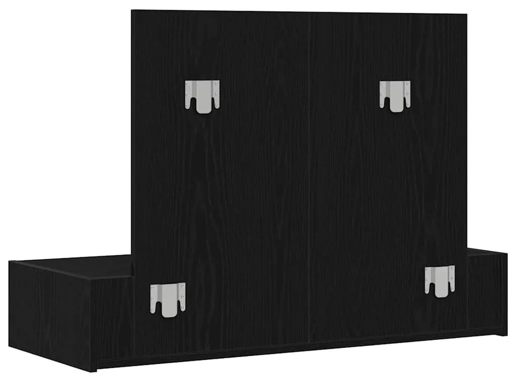 Mesa de Maquiagem de Parede em Carvalho Preto, 100x40x70 cm