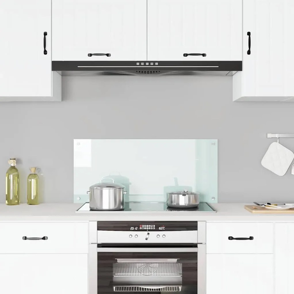 vidaXL Painel anti-salpicos de cozinha 90x40 cm vidro temperado branco