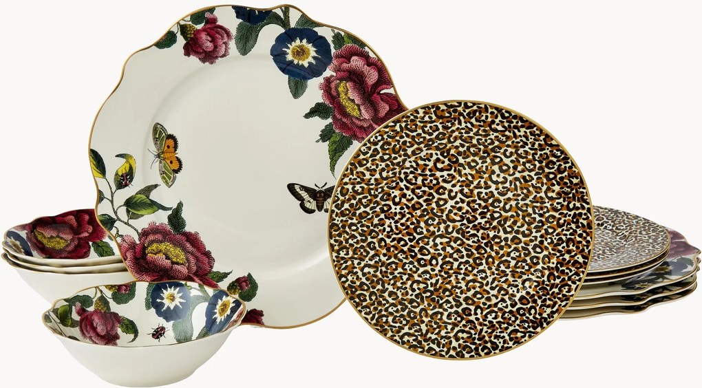 Conjunto de loiça em porcelana fina Creatures of Curiosity, conjunto de 12