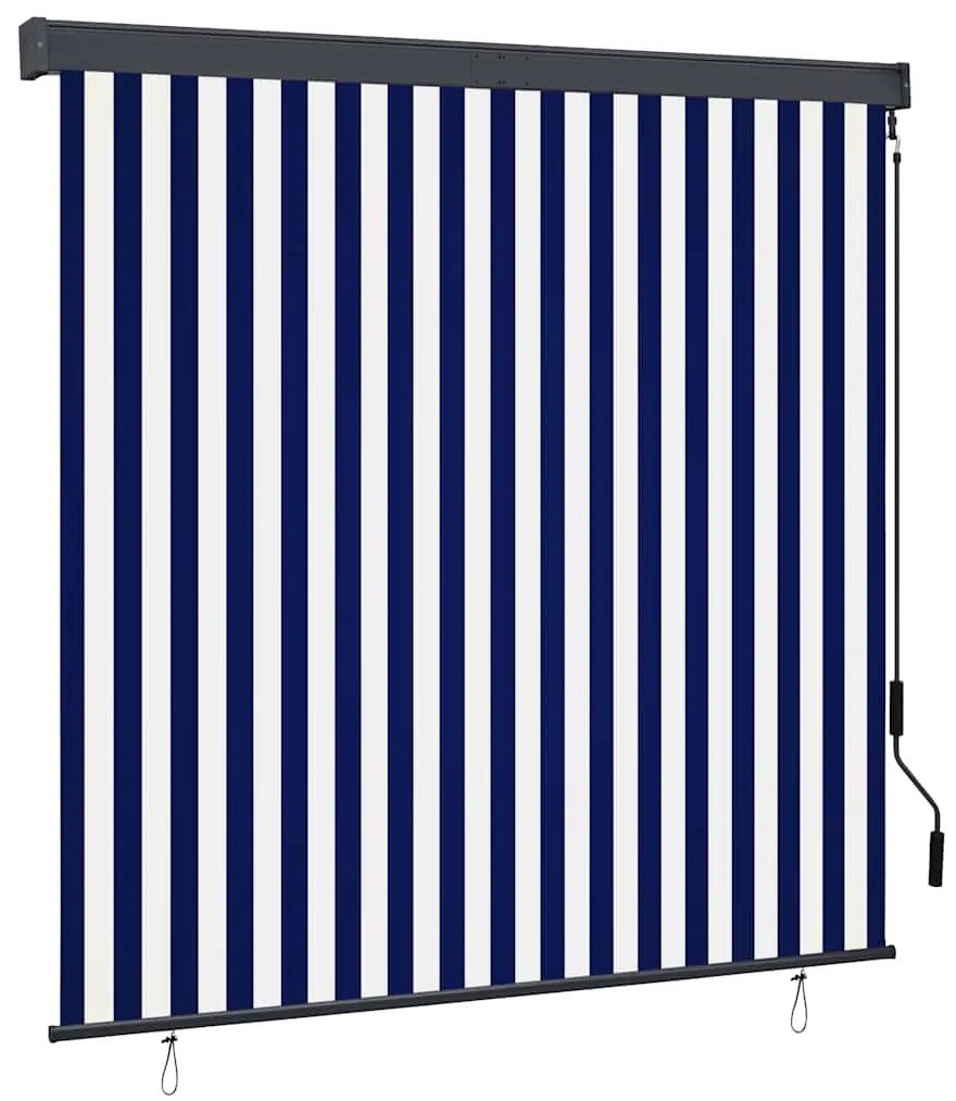 Estore de rolo para exterior 160x250 cm azul e branco