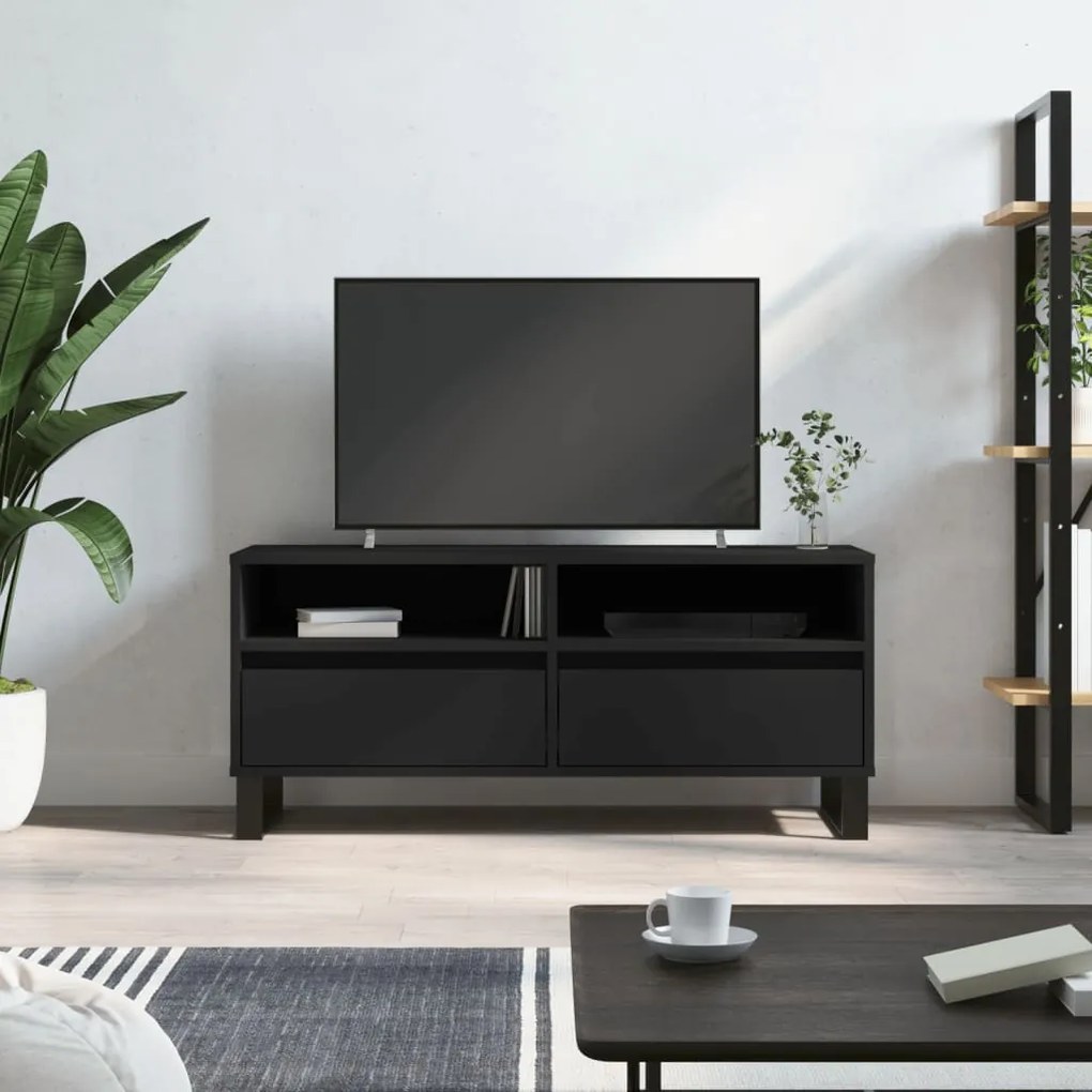 vidaXL Móvel de TV 100x34,5x44,5 cm derivados de madeira preto