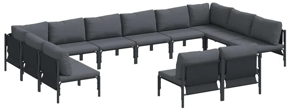 Conjunto de Sofá de Jardim 12 pcs Antracite Aço