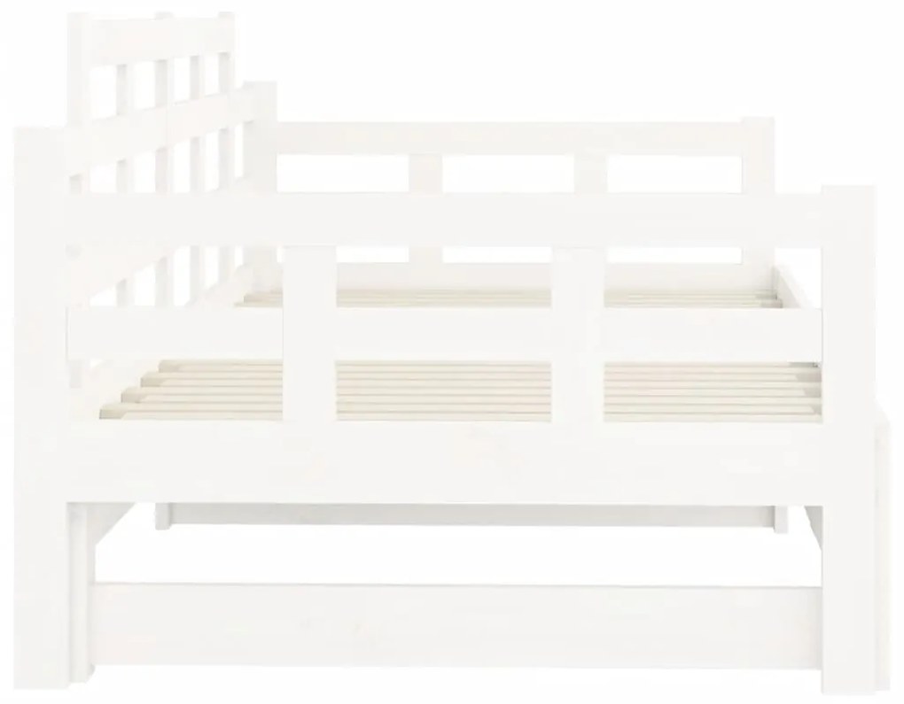 Estrutura sofá-cama de puxar 2x(80x200) cm pinho maciço branco