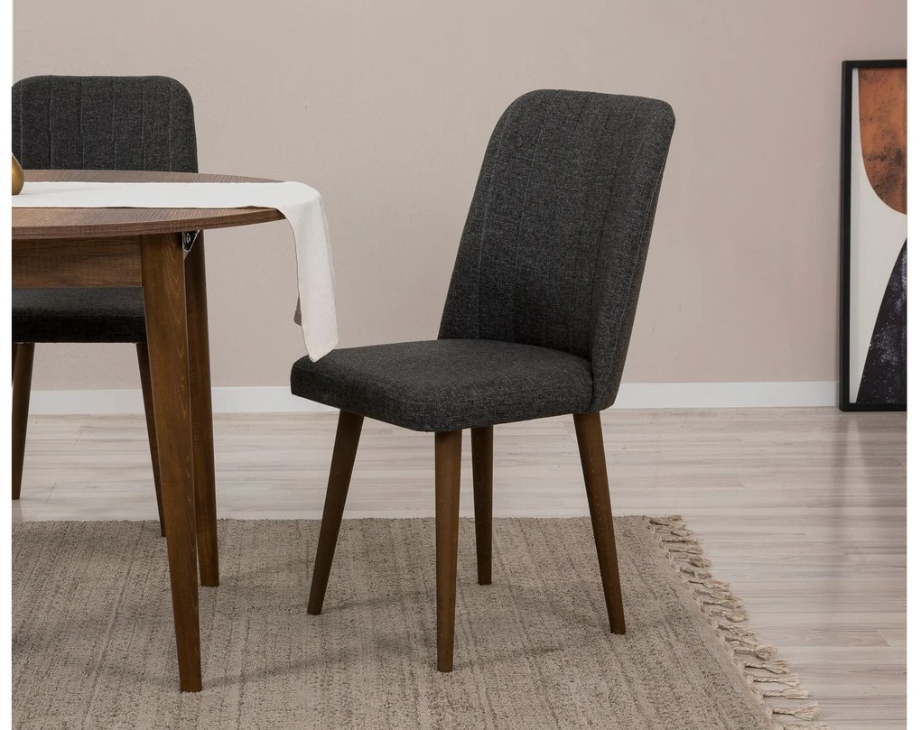 Conjunto de Mesa de Jantar Extensível e Cadeiras Vina – Nogueira e Ant