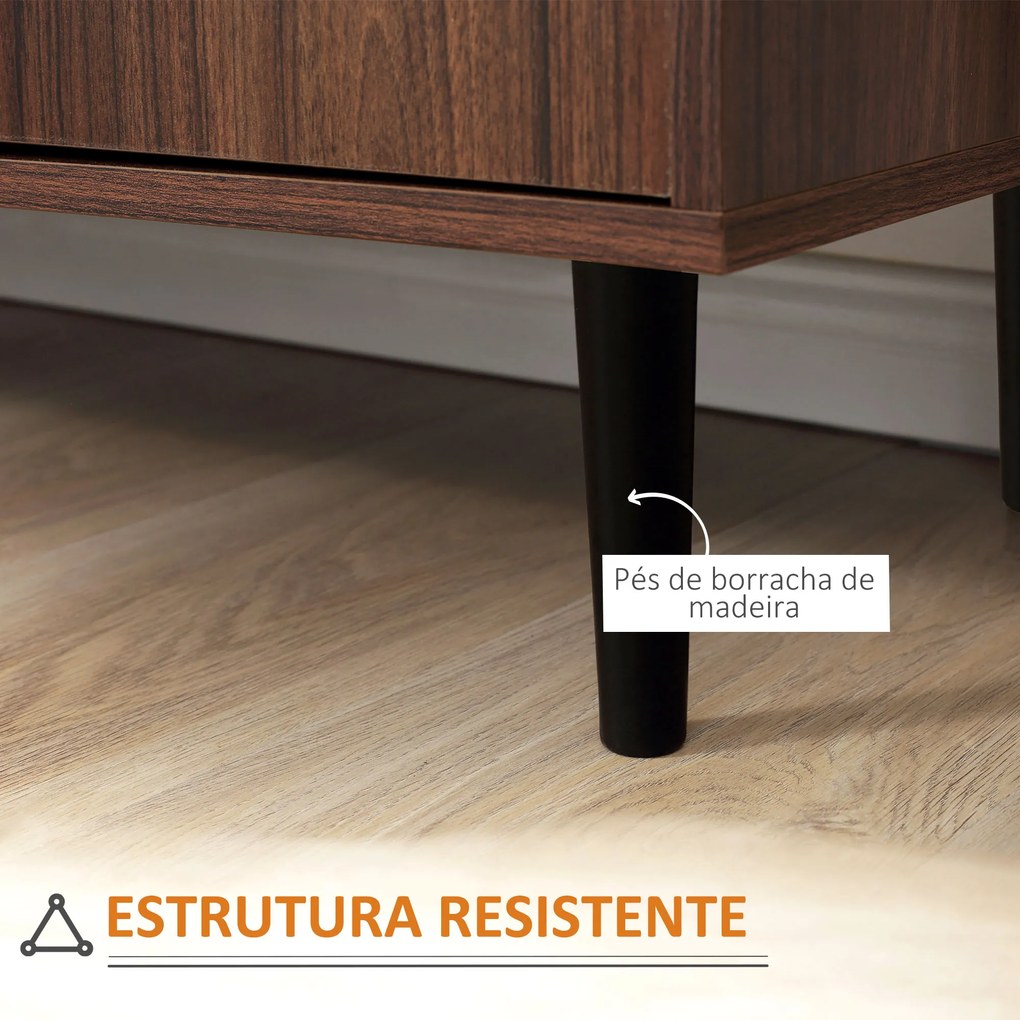 HOMCOM Aparador para Sala de Estar Aparador Buffet Moderno Móvel Auxiliar de Cozinha com 2 Portas e 3 Gavetas para Sala de Jantar Escritório 127x40x76cm Castanho Avermelhado e Preto