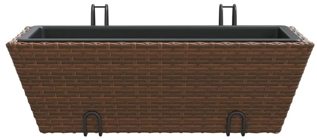 Canteiros com ganchos 2 pcs vime PE castanho