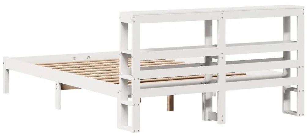Cama sem colchão 150x200 cm madeira de pinho maciça branco