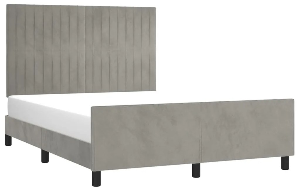 Estrutura de cama sem colchão 140x200 cm veludo cinzento-claro