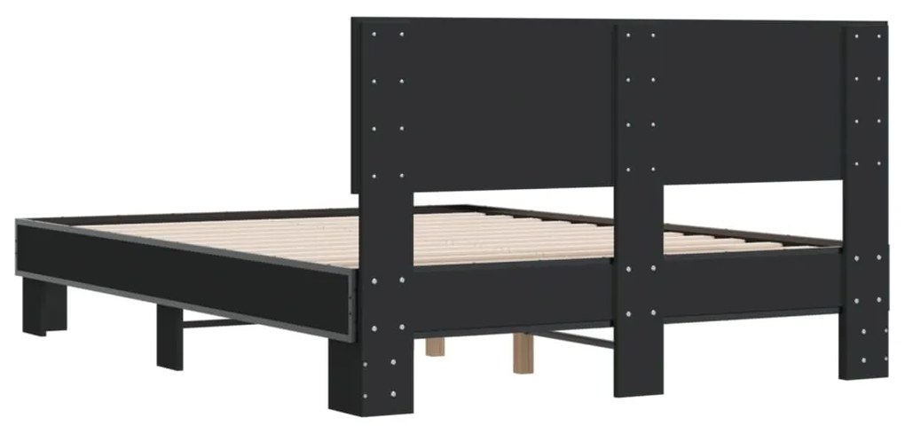 Estrutura de cama 140x190 cm derivados de madeira/metal preto