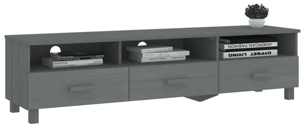 Móvel de TV HAMAR 158x40x40 cm pinho maciço cinza-escuro