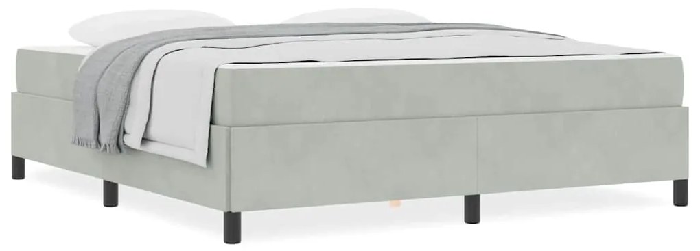 Estrutura da Cama Branco e Cinza Claro 180 x 200 cm Veludo
