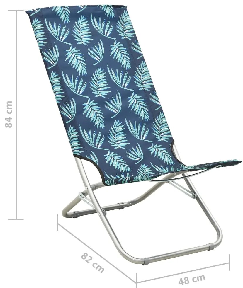 Cadeiras de praia dobráveis 2 pcs tecido padrão de folhas