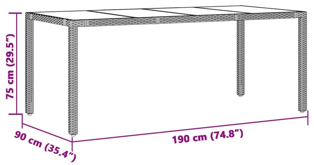 7 pcs conjunto de jantar p/ jardim c/ almofadões vime PE preto