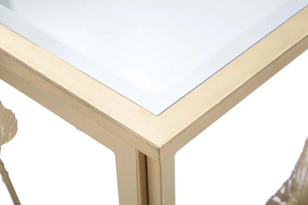 MESA CONSOLA EM FERRO LEAF 108X36,5X80 CM DOURADO