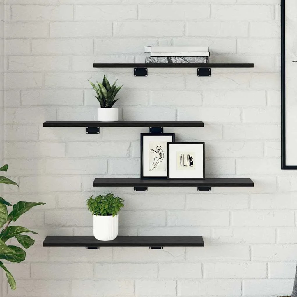 Prateleiras em carvalho preto - Conjunto com 4 peças, medindo 60x20x1.