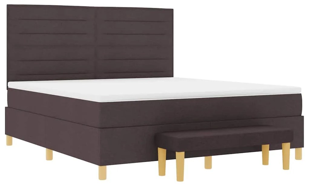 Cama Box com Colchão e Banco vidaXL Marrom Escuro 180x200 cm Tecido