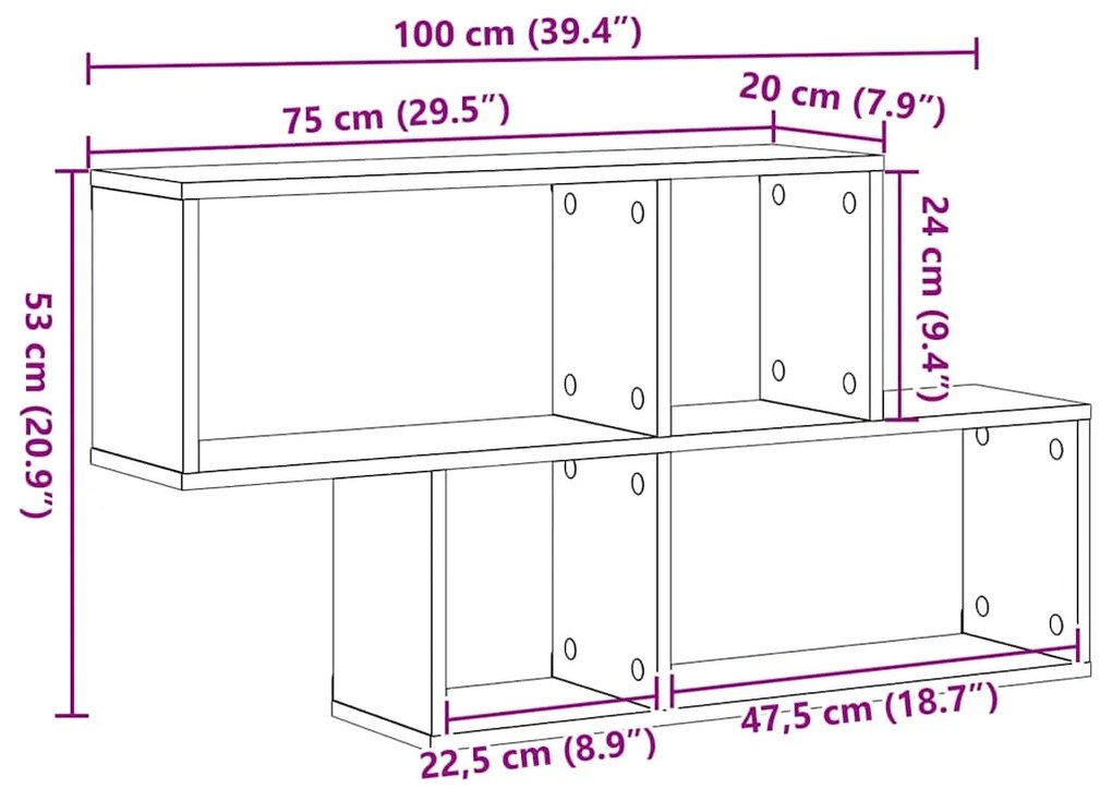 Prateleira de Parede Madeira Antiga 100x20x53 cm Madeira de Engenharia