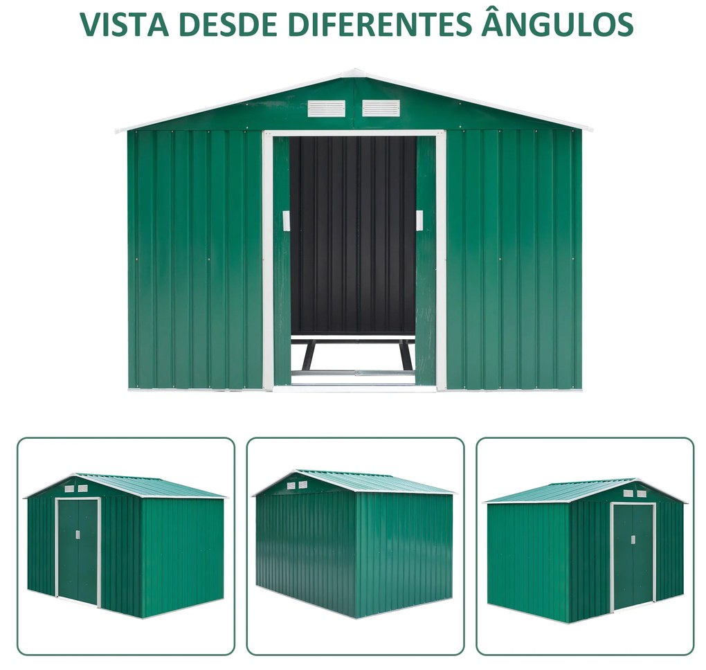 Outsunny Abrigo de Jardim Exterior 4,83m² 277x195x192cm Abrigo e Jardi