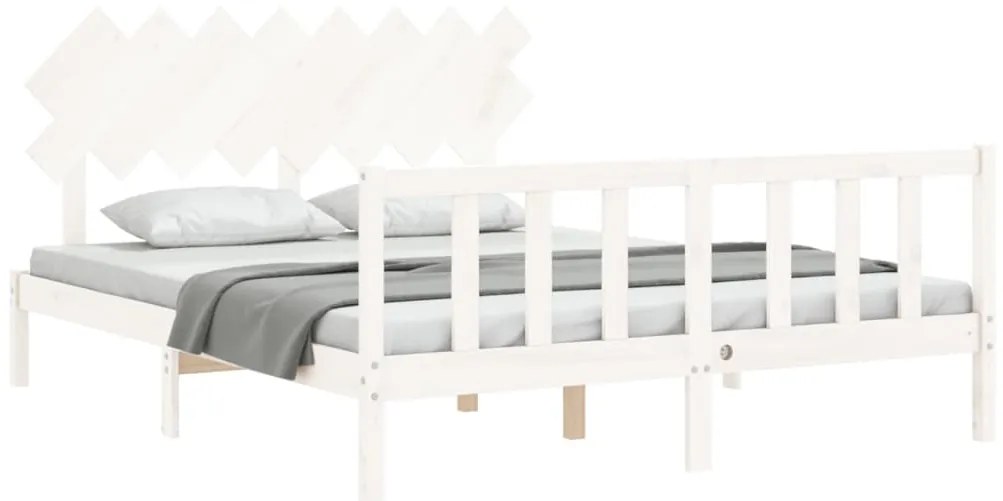 Cama sem colchão 160x200 cm madeira de pinho maciça branco
