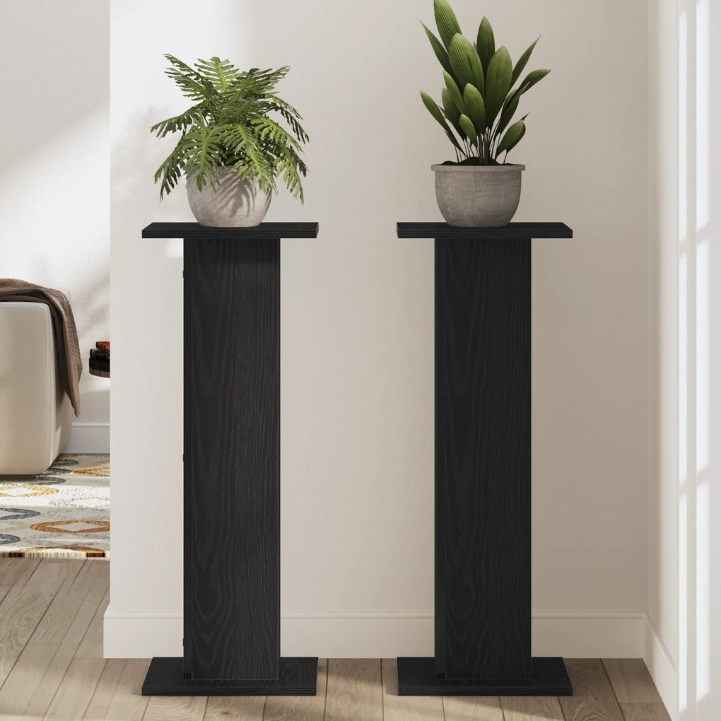 Suporte para Plantas vidaXL 2 pcs Carvalho Preto 30x30x80 cm Madeira d