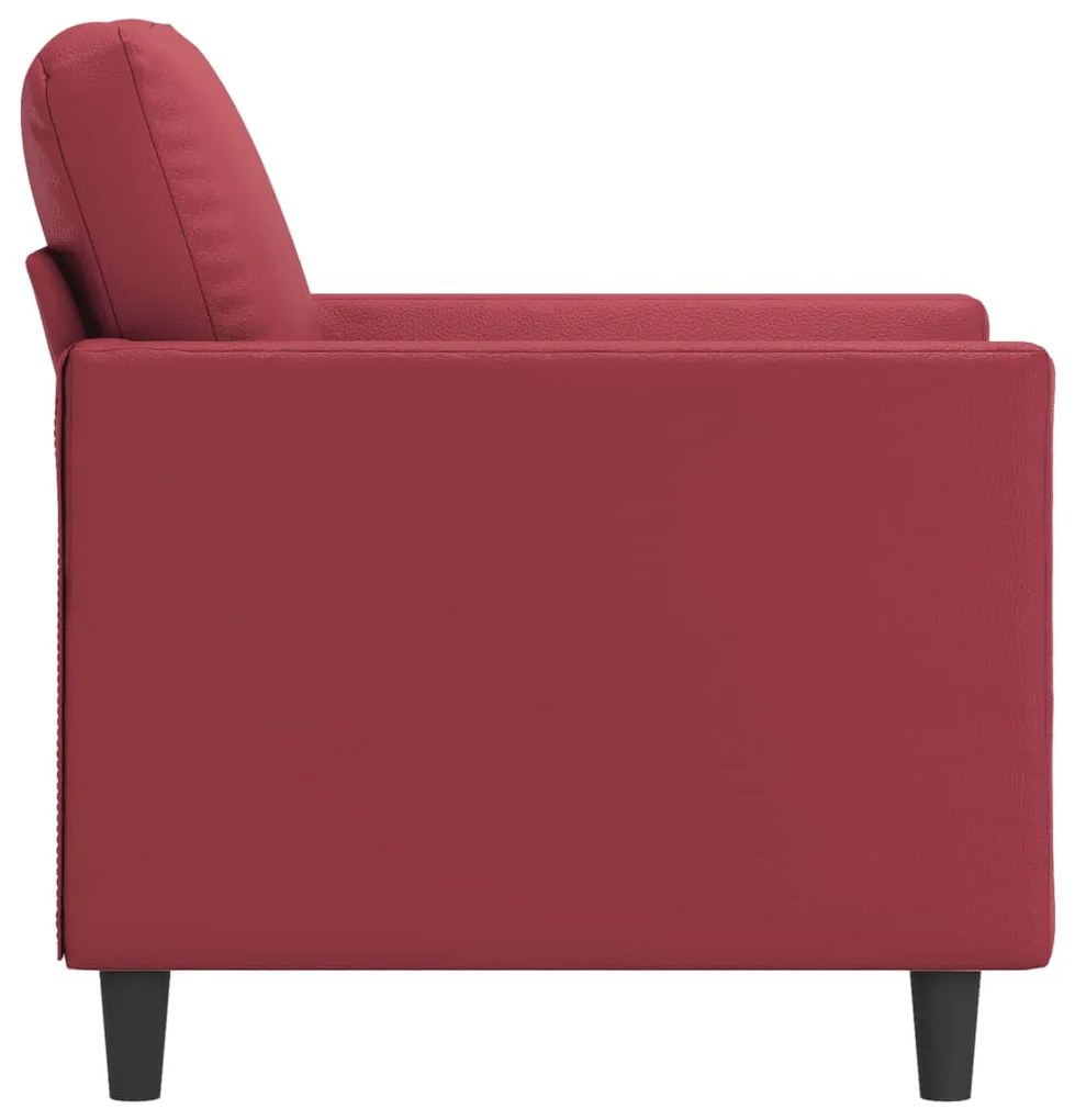 Poltrona 60 cm couro artificial vermelho tinto