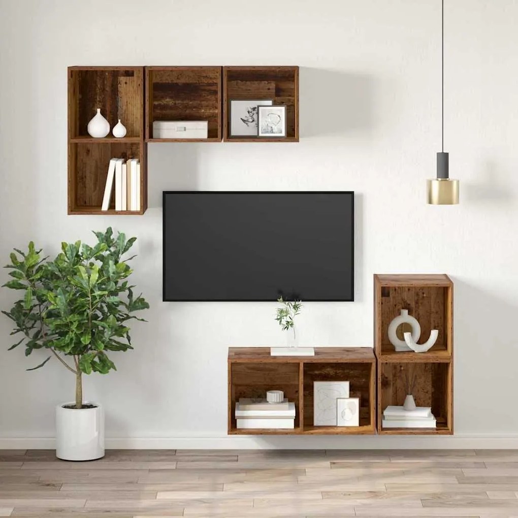 Gabinete para TV com prateleira Madeira antiga 37 x 37 x 72 cm