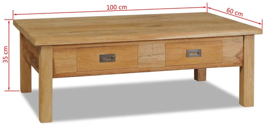 Mesa de centro em teca maciça 100x60x35 cm