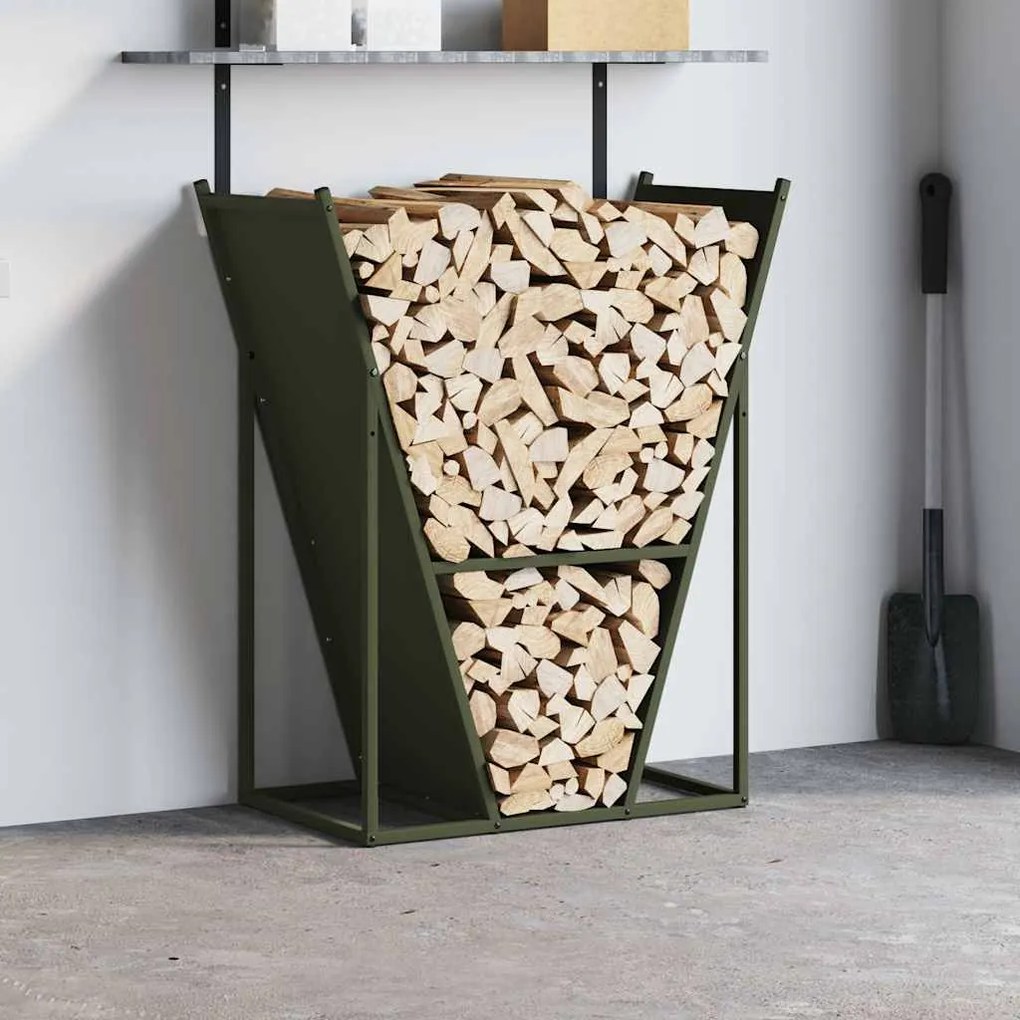 Suporte para lenha aço laminado a frio verde azeitona